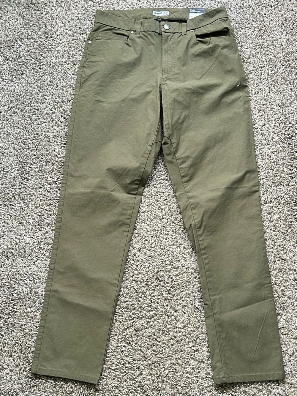VRST Limitless Canvas 5 Pocket Pants Skim Fit Olive Green Size 32